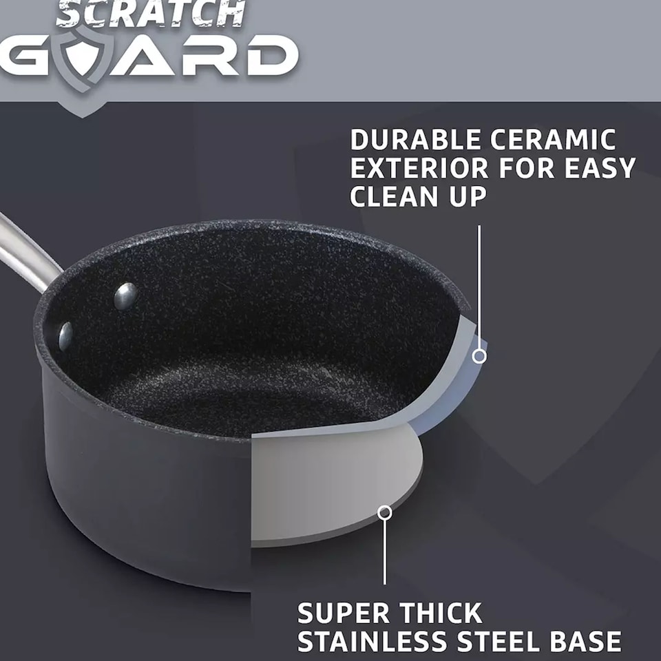 image 1 of Prestige Scratch Guard Non Stick 3 Piece Saucepan Set - Black