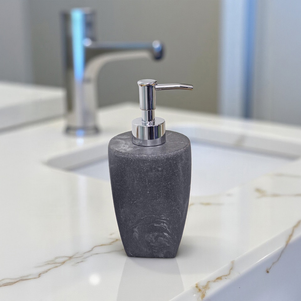 image 1 of Showerdrape Octavia Grey Bathroom Accessory Set - Soap Dispenser & Toothbrush Holder | Grey | Grey | 1