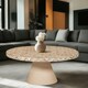 image 5 of Inlay Acacia Wood Floral Low Coffee Table Brown