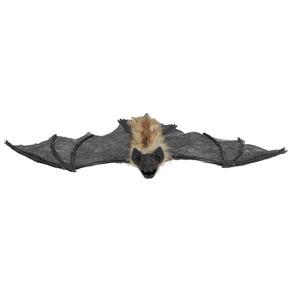 image 1 of Black Hairy Bat Halloween Decoration 39cm