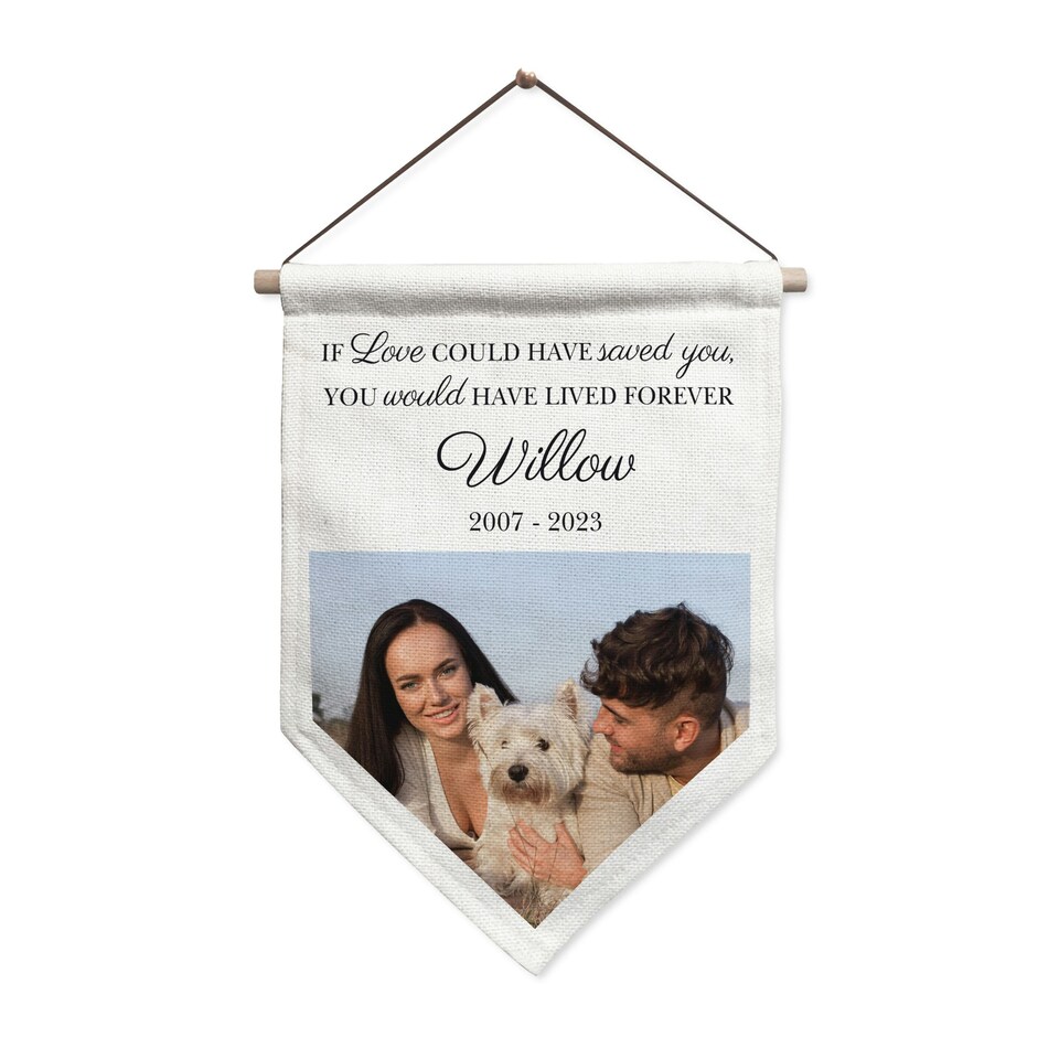 image 1 of Personalised Photo Upload Pet Memorial Hanging Banner