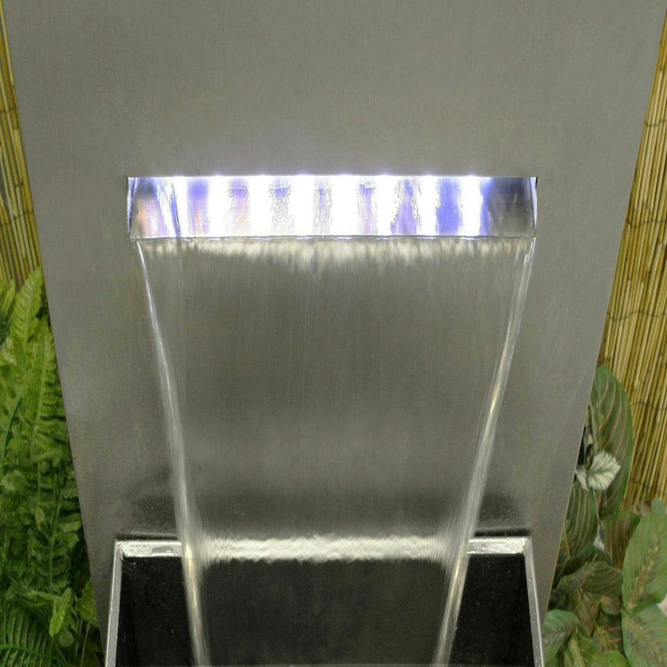 image 1 of Primrose Berkeley Stainless Steel Planter Waterfall Feature with Lights 89cm