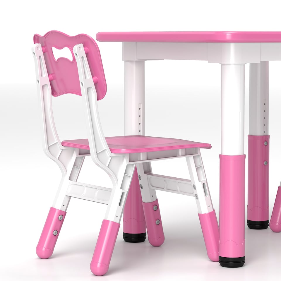 image 1 of AIYAPLAY 3-Piece Adjustable Kids Table and Chair Set for Playroom - Pink