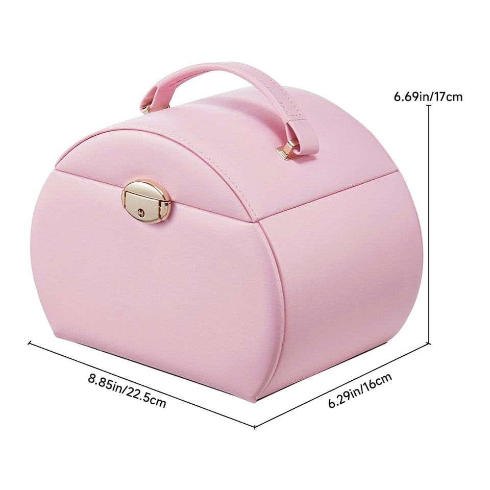 image 1 of Living and Home Stylish Jewellery Box with Handle - Pink