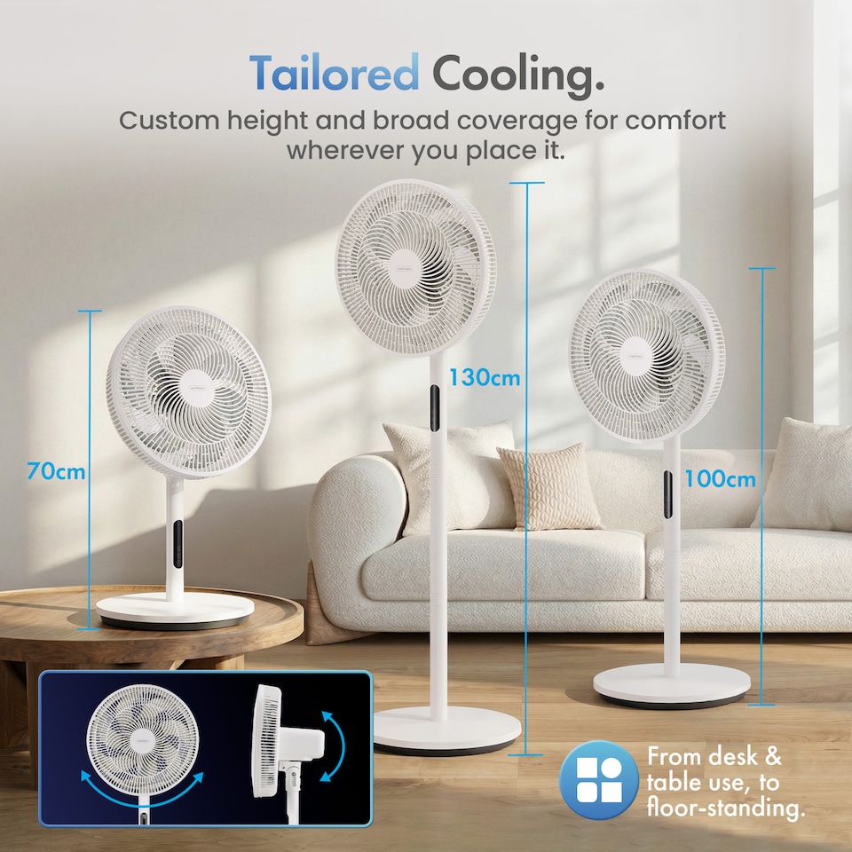 image 1 of VonHaus Pedestal Fan / Desk Fan 14 Inch