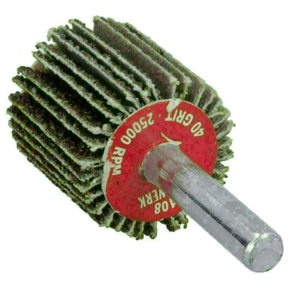 image 1 of 40 Grit 25mm Flap Wheel Disc Abrasive Sanding Pads For Drills 6mm Shank 10pc