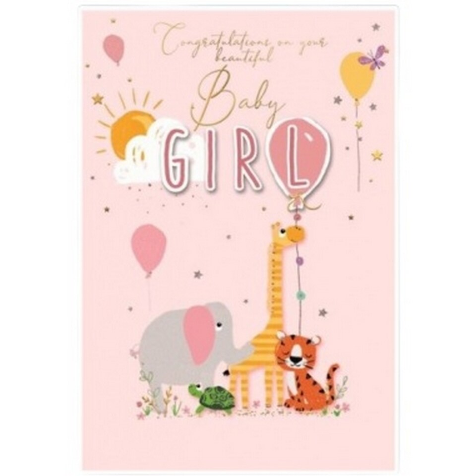 Simon Elvin Baby Girl Animals Birthday Greetings Card (Pack of 6) | Multi | Multicoloured | One Size | 1