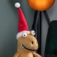 image 6 of 60cm Tall Gold Plush Zilla Dino Sitting Christmas Decoration with Santa Hat