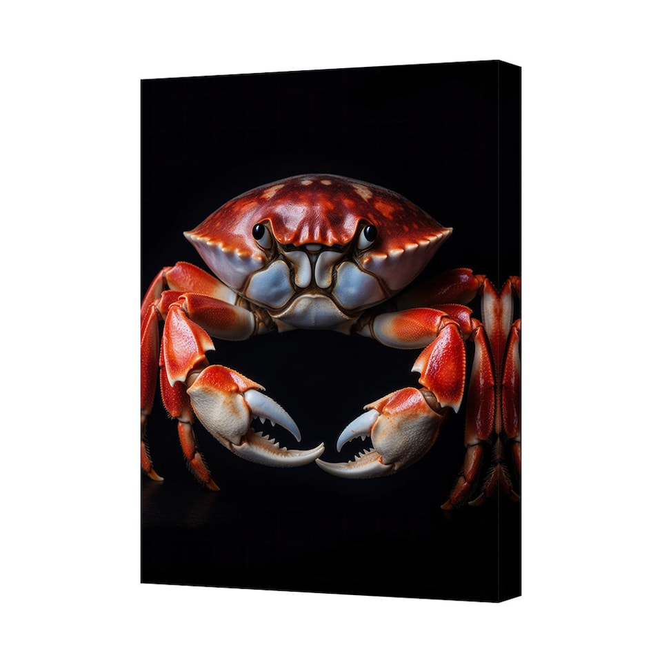 Crab Canvas Wall Art Print Red Crab On Black Background Home Decor ...
