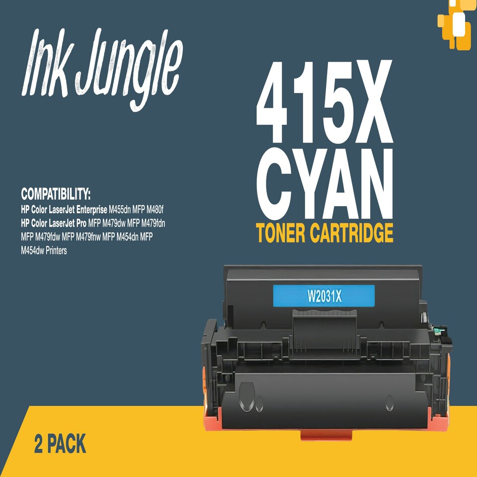 image 1 of 2x Compatible HP 415X Cyan Toner Cartridges Blue