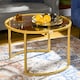 image 7 of HOMCOM Coffee Table Set of 2, Modern Nest of Tables with Tempered Glass Top, Steel Frame for Living Room, Gold Tone | Gold