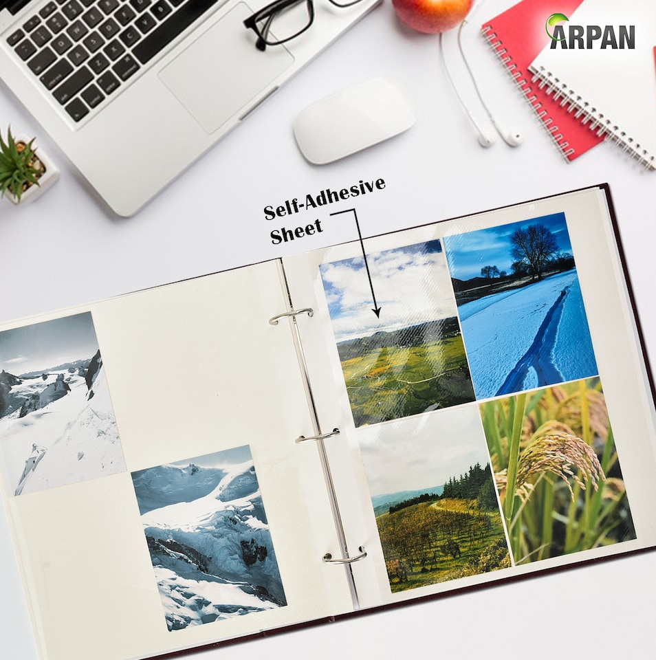 image 1 of ARPAN Extra-Large 3-Ring Binder Self Adhesive Photo Album – 20 Sheets / 40 Sides – Sticky Page Scrapbook Memory Album for Photos, Keepsakes & Special Occasions