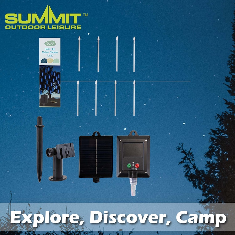 image 1 of vfm-estore LED Solar Meteor Shower Lights 4.7m 8 Tubes Warm White 8-10h Run Time
