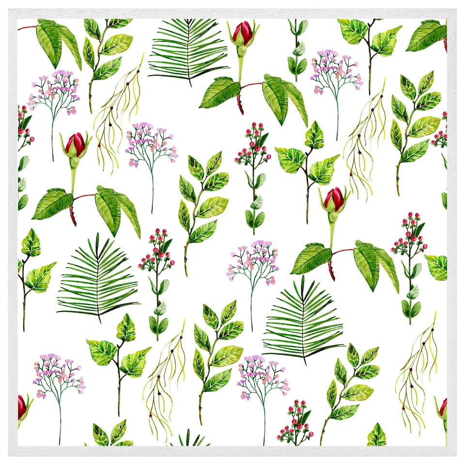image 1 of Selection of laves & flowers (Picutre Frame) White | S
