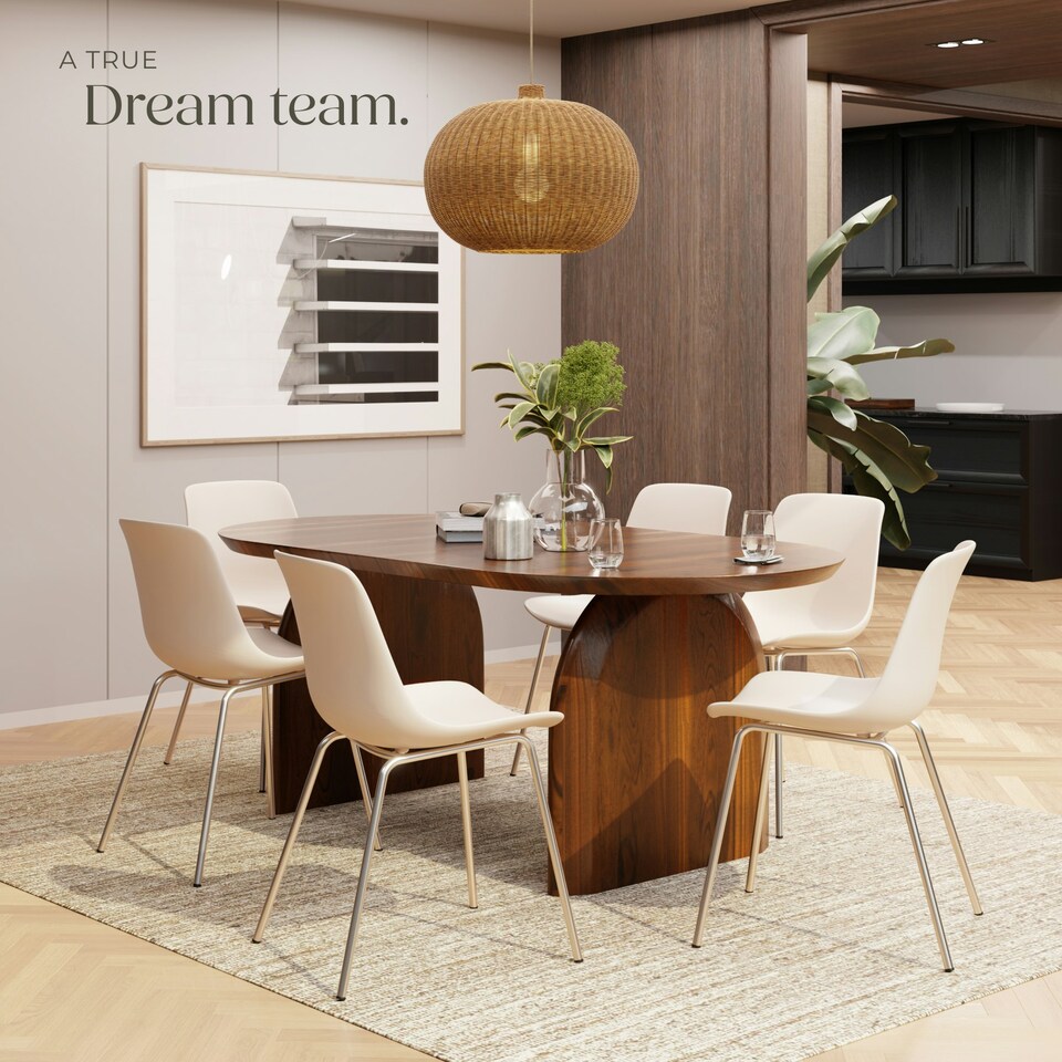 image 1 of Dining Chair Mave - large plastic seat, ergonomic, high backrest, 120 kg load capacity - Set of 6 Grey | Taupe/Chrome