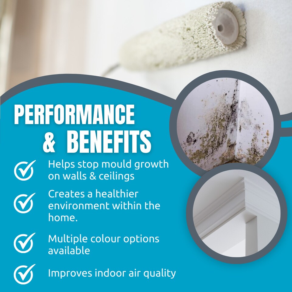 image 1 of SmartSeal - Anti-Mould Paint - Brick Red (5L) For Bathroom, Kitchen and Bedroom Walls & Ceilings - Protection Against Mould