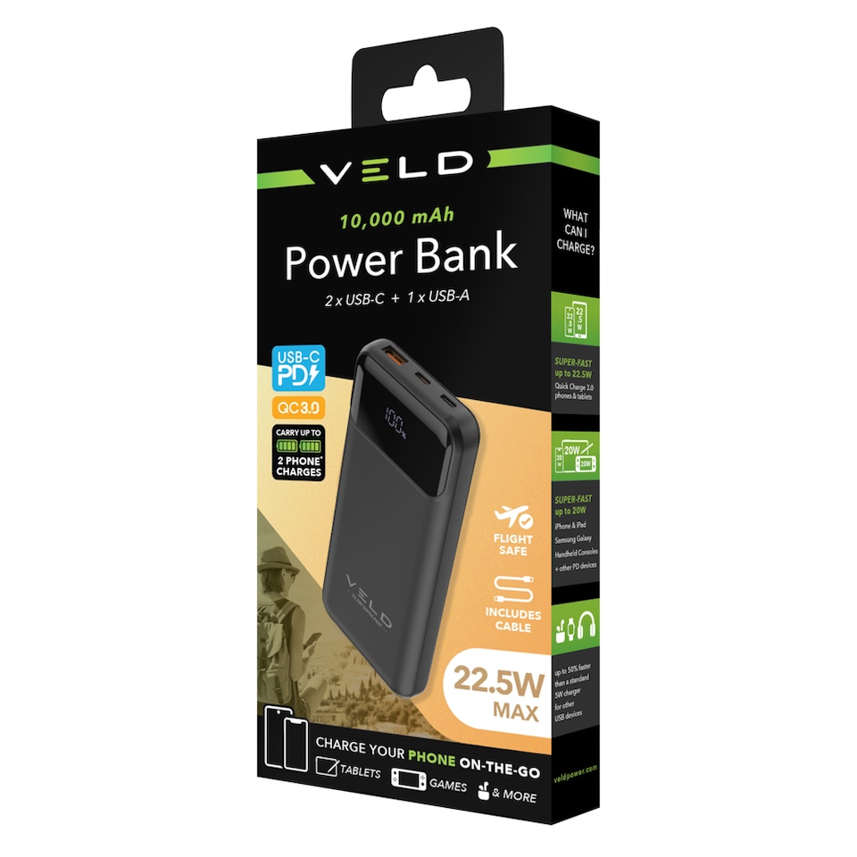 image 1 of VELD VPB1022B 10,000mAh 22.5W Power Bank