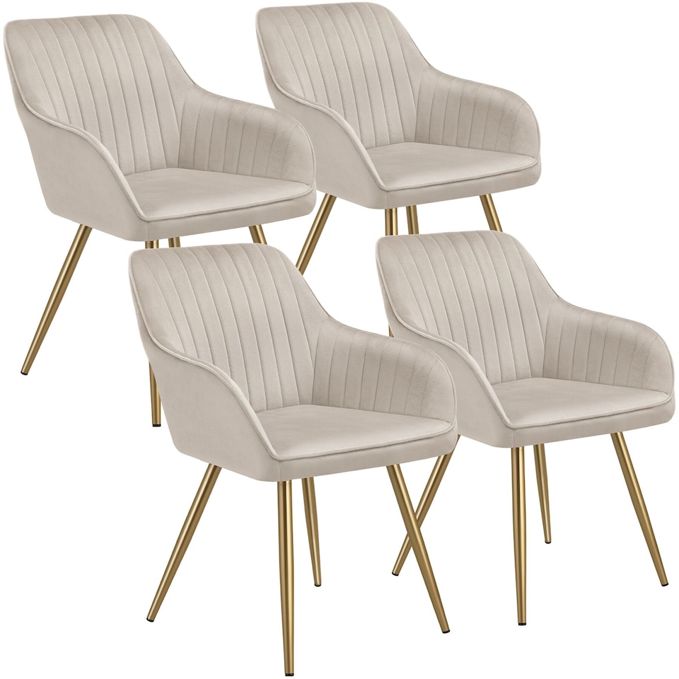 image 1 of Dining Chair Marilyn - quilted velvet, continuous backrest, gold steel legs | Grey | taupe/gold | One Size | 4