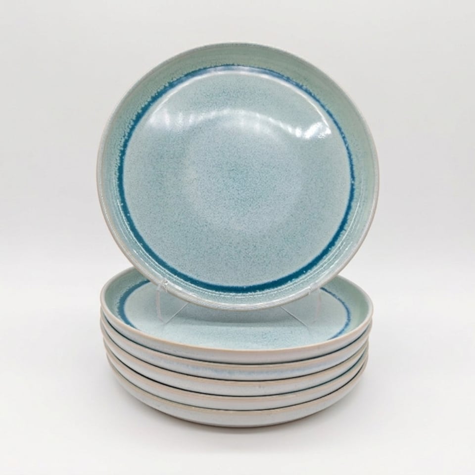 image 1 of Reactive Blue Glaze Dinnerware Dinner Plate 4pc Set 27cm