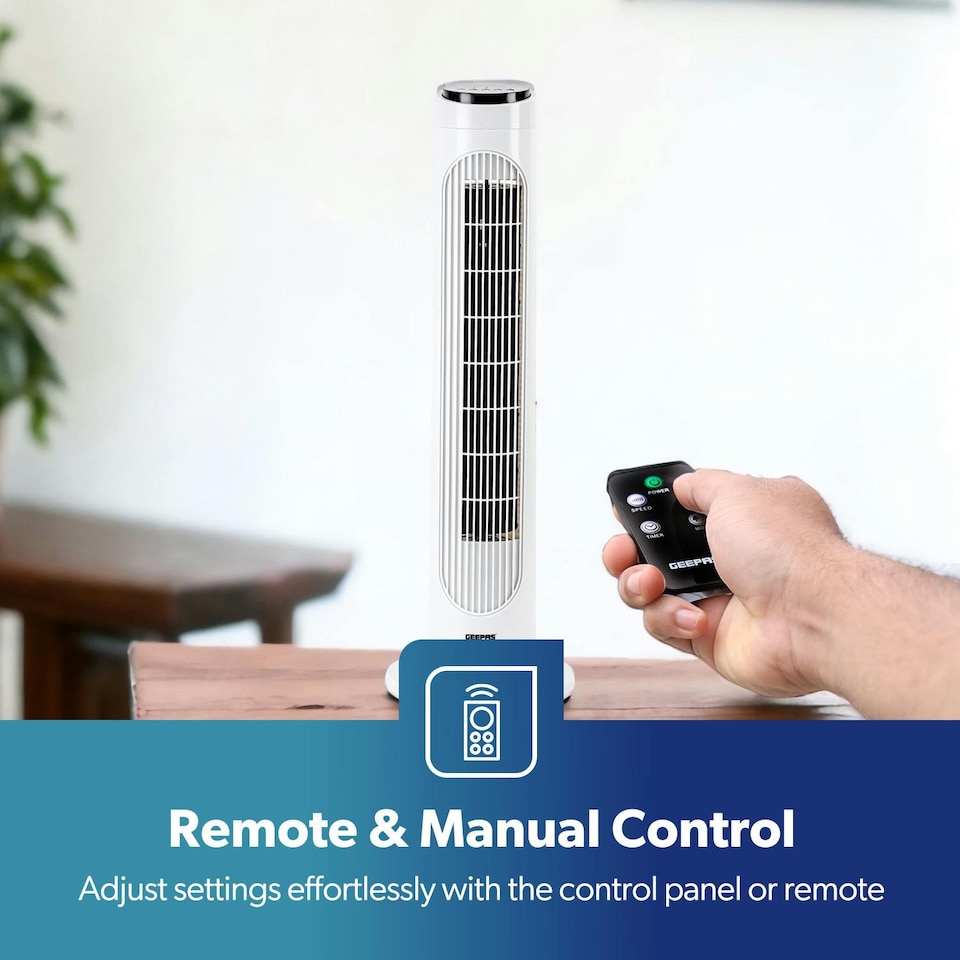 image 1 of GEEPAS 29 inchTower Fan With Remote Control