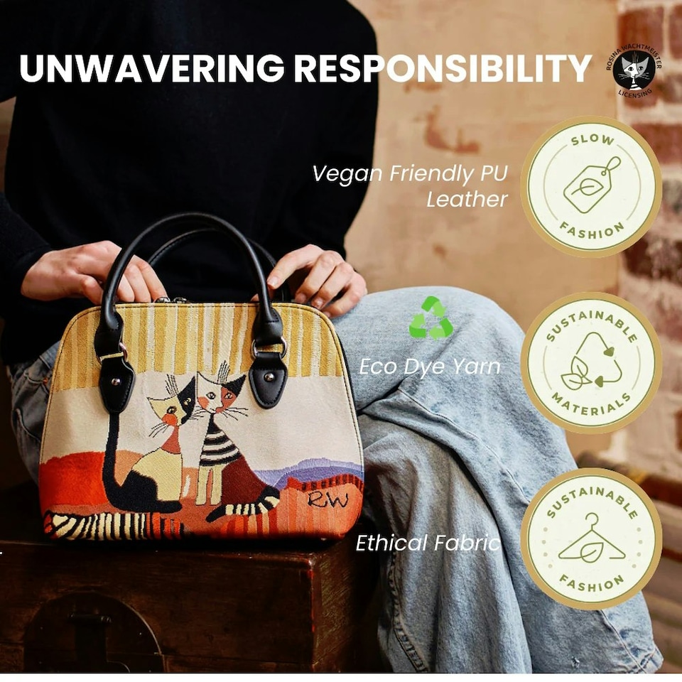 image 1 of Signare Wachtmeister Cat Women's Convertible Handbag Multi