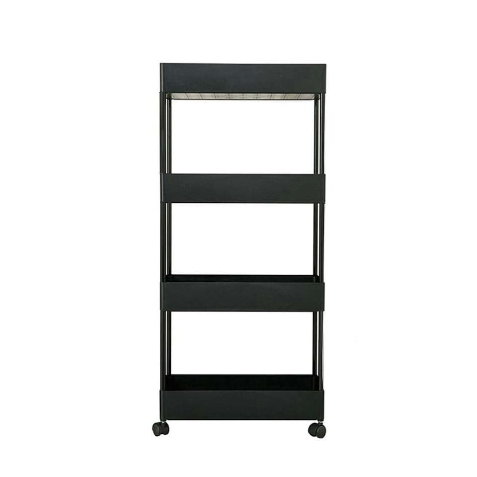 image 1 of Living and Home 4 Tiers Shelf  Trolley Cart Storage Rack for Kitchen & Bathroom - Black