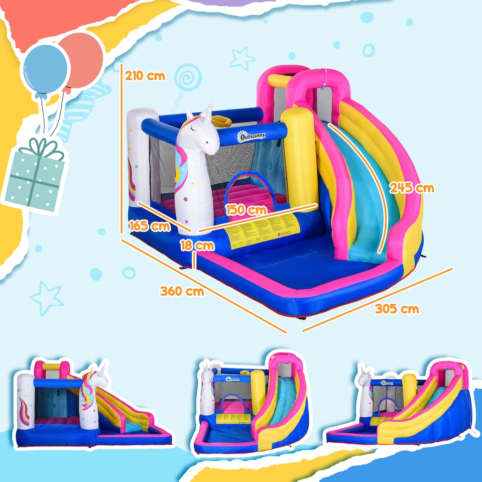 image 1 of Outsunny 5 in 1 Bouncy Castle for Children with Blower, for Ages 3-8 Years