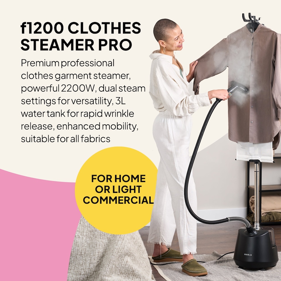 image 1 of Fridja F1200 Clothes Steamer Pro 2200W Upright Garment Care 3L Tank