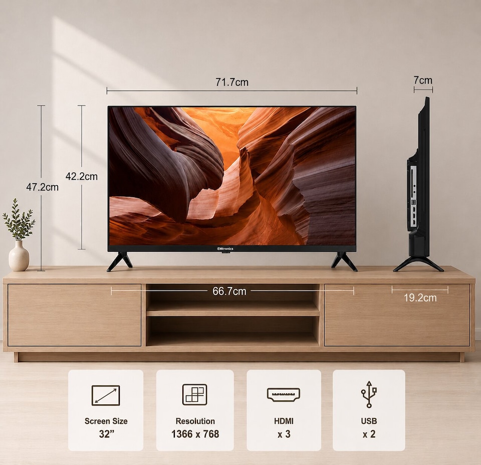 image 1 of EMtronics 32-Inch HD Ready LED TV with Built-in DVD Player