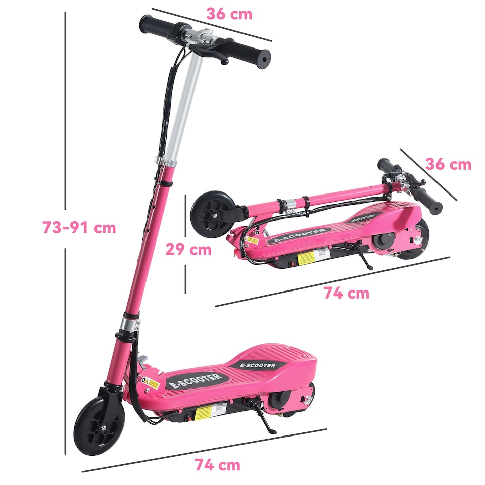 image 1 of HOMCOM Foldable Kids Electric Scooter, for Ages 7-14 Years, Pink