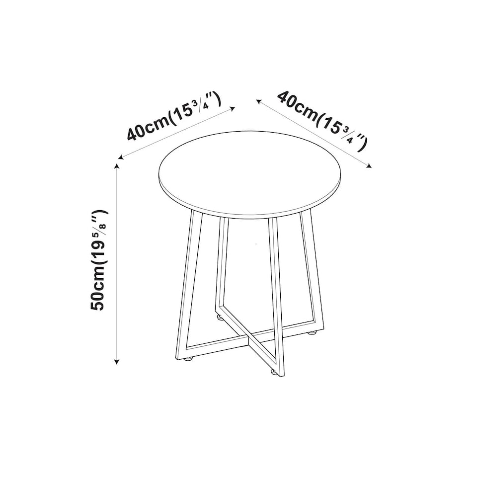 image 1 of Round MDF Coffee Side End Table with Steel Frame Legs Marble Look Living Room | Black | Black Marble | 1