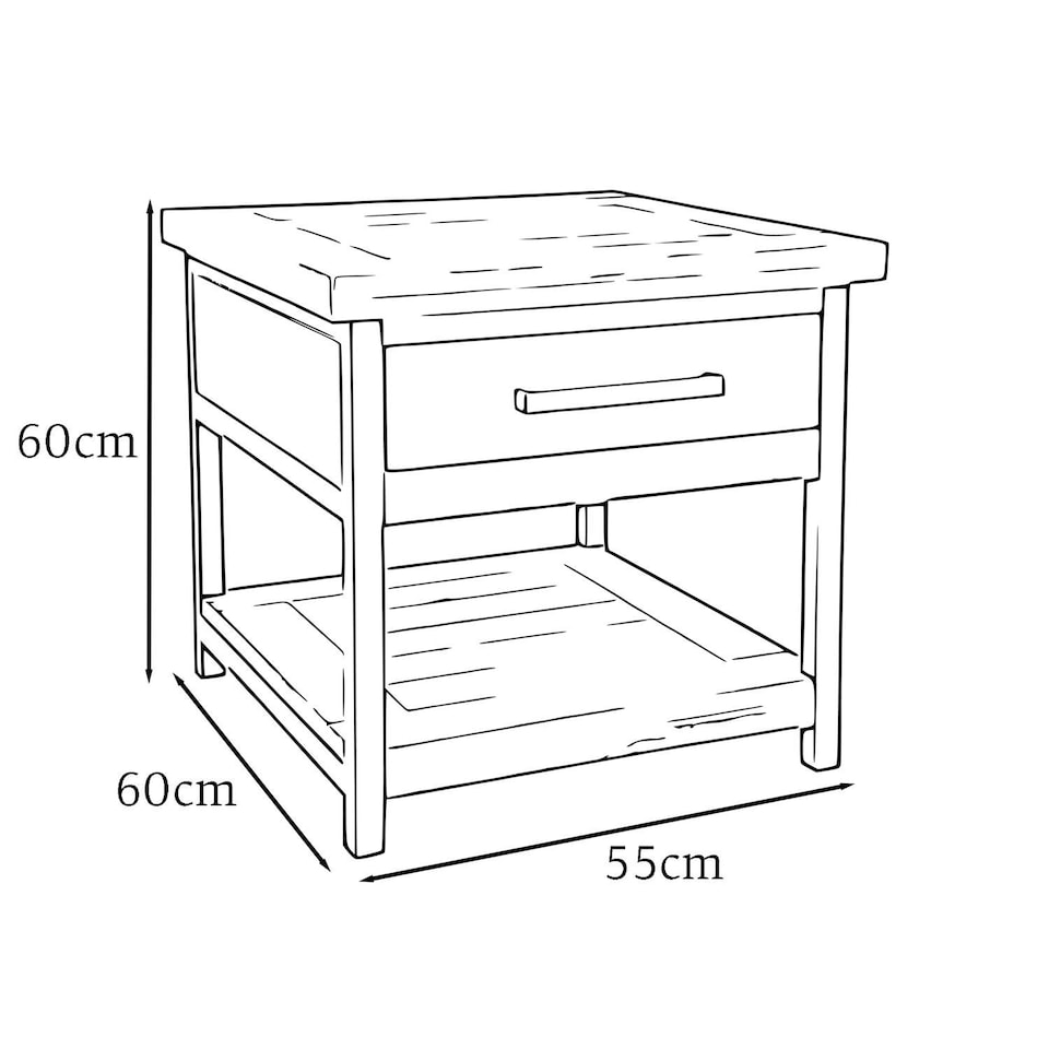 image 1 of Lowry 1 Drawer Side Table Driftwood Lacquered Solid Reclaimed Pine Brown