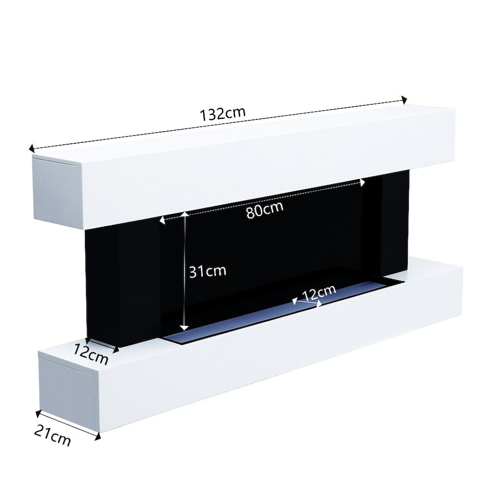 image 1 of Living and Home 50 inch Electric Fireplace with Wooden Mantel, Remote Control,2000W