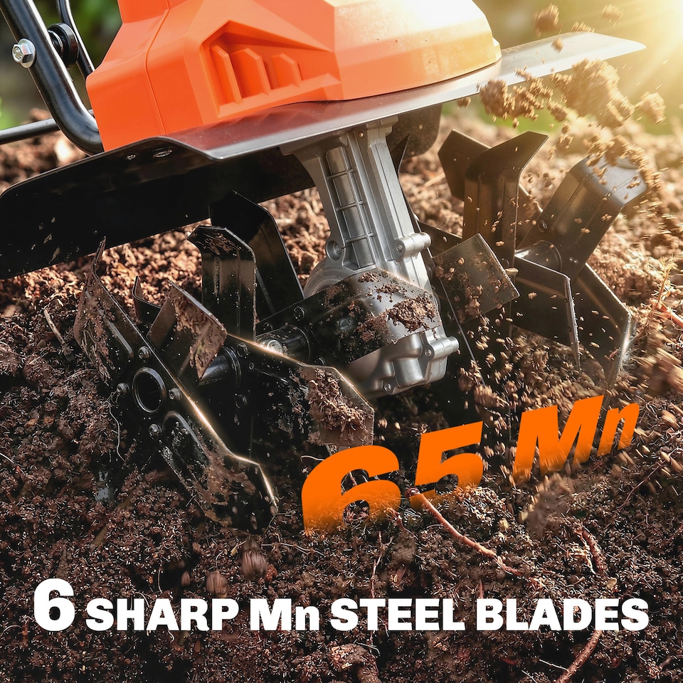 image 1 of Outsunny 1500W Electric Tiller with 40cm Working Width, 20cm Tilling Depth | Orange | Orange | 111L x 40W x 96H cm