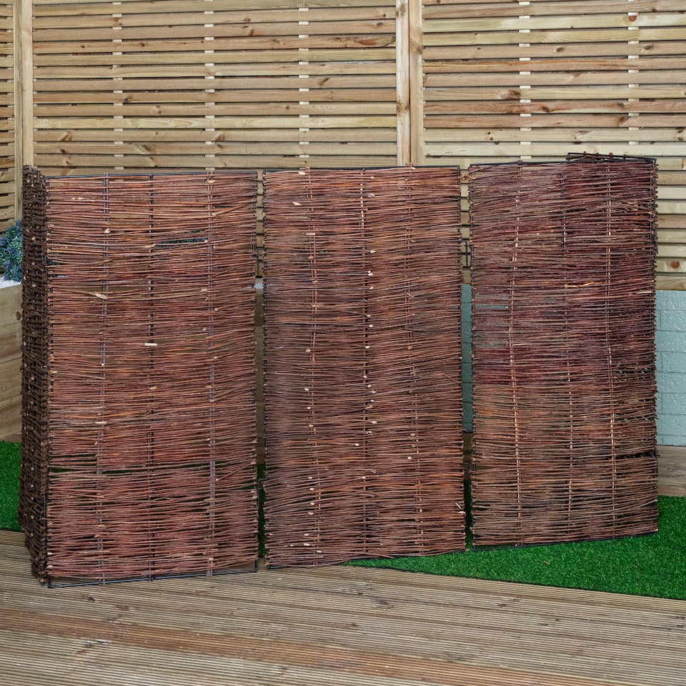 image 1 of 1.16m x 1.83m Triple Garden Patio Willow Wheelie Bin Screen Hideaway