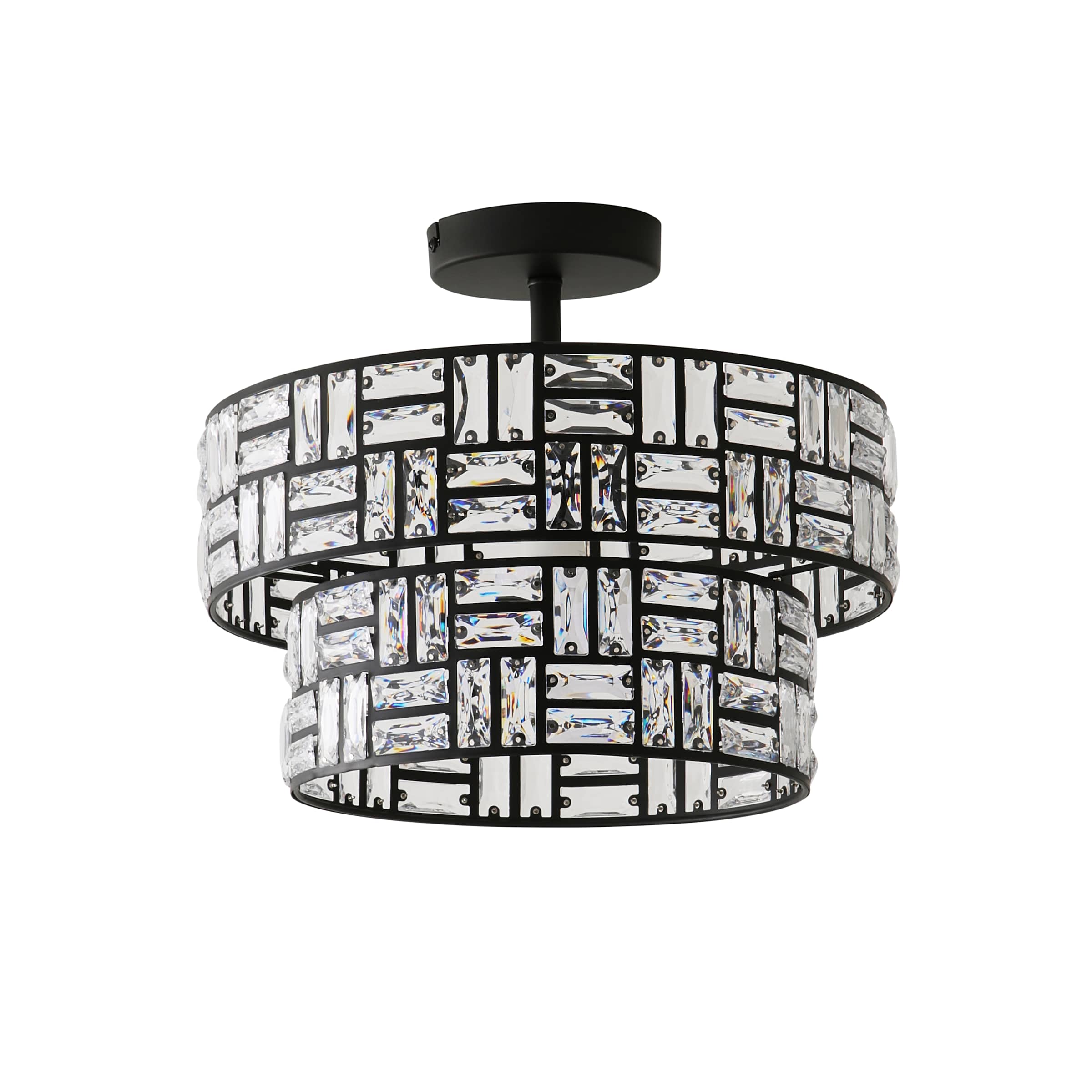 ValueLights Elise Acrylic Jewel Two Tier Ceiling Pendant Light in Black