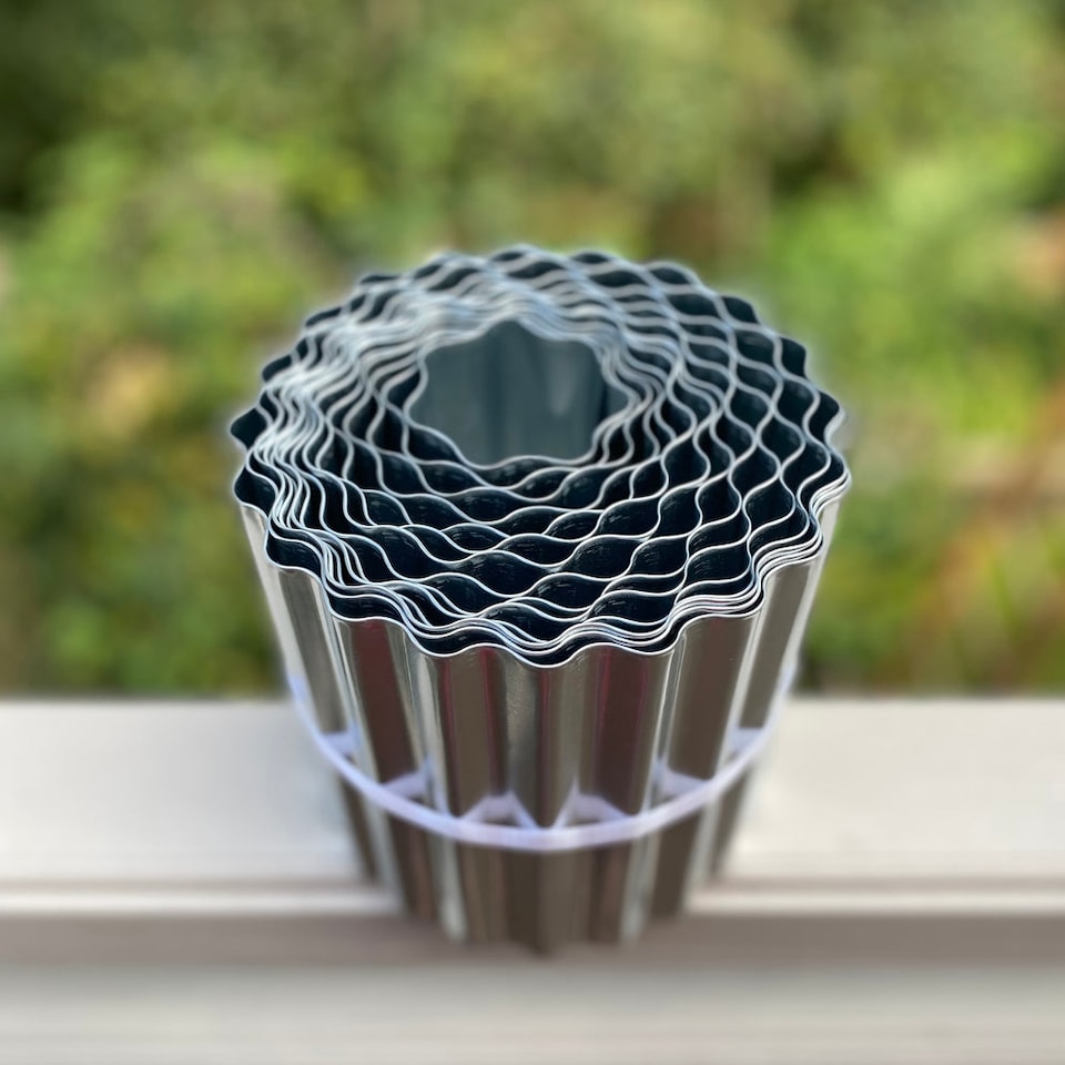 image 1 of Galvanised Metal Corrugated Garden Lawn Edging (5m x 16.5cm) - 12 Rolls