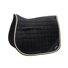 HySPEED On The Bit Suede Horse Saddlepad - Black/Gold - Pony/Cob