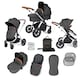 image 1 of Stomp Luxe 2-in-1 Pram – Birth to Approx. 4 Years, Foldable, All-Terrain, Rain Cover, Footmuff, Puncture-Proof Wheels & More (Silver/Charcoal Grey/Tan)