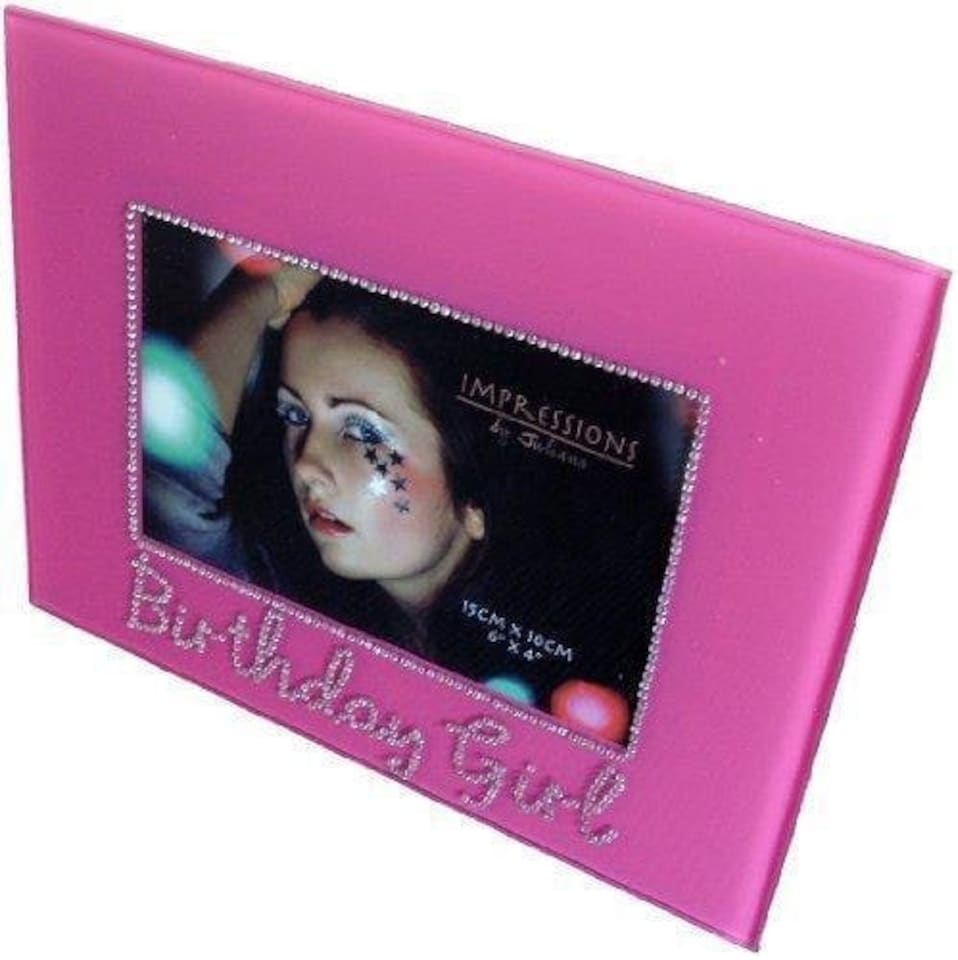 image 1 of Birthday Girl Pink Photo Frame With Diamonte Surrounding 6"x4"