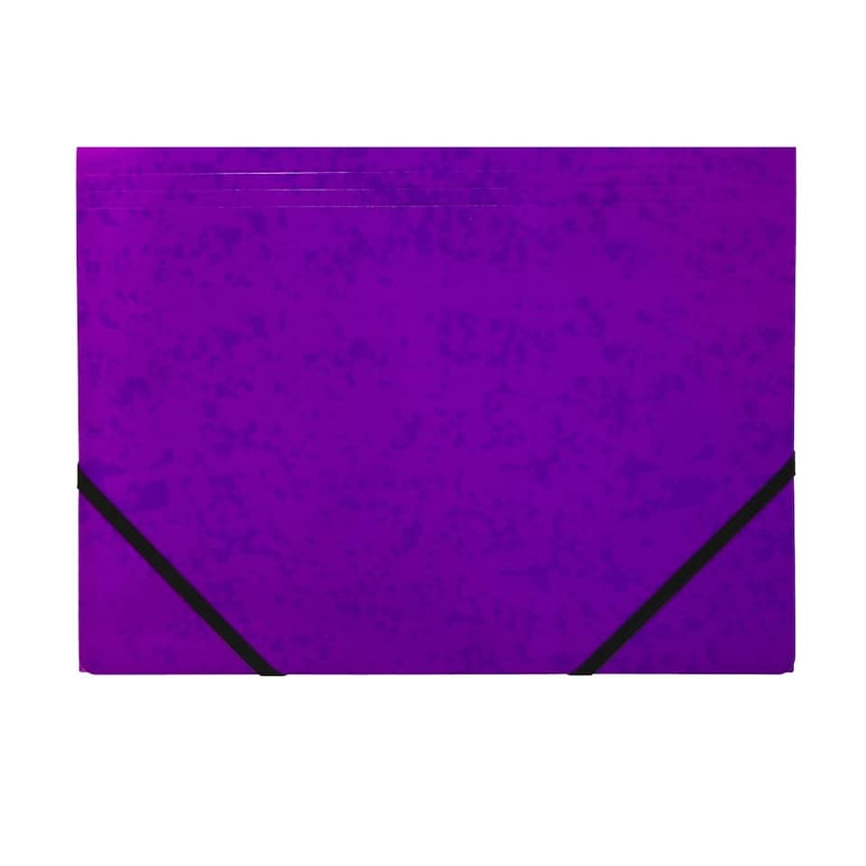 image 1 of A4 Purple Card 3 Flap Folder With Elastic Closure