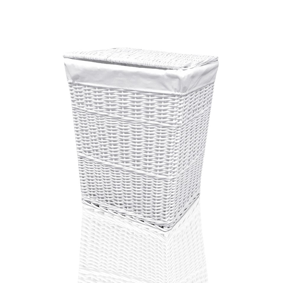 image 1 of ARPAN White Wicker Laundry Basket with Lid & Removable Washable Liner, Natural Woven Clothes Washing Hamper, Laundry Storage Basket for Bedroom, Bathroom & Utility Room