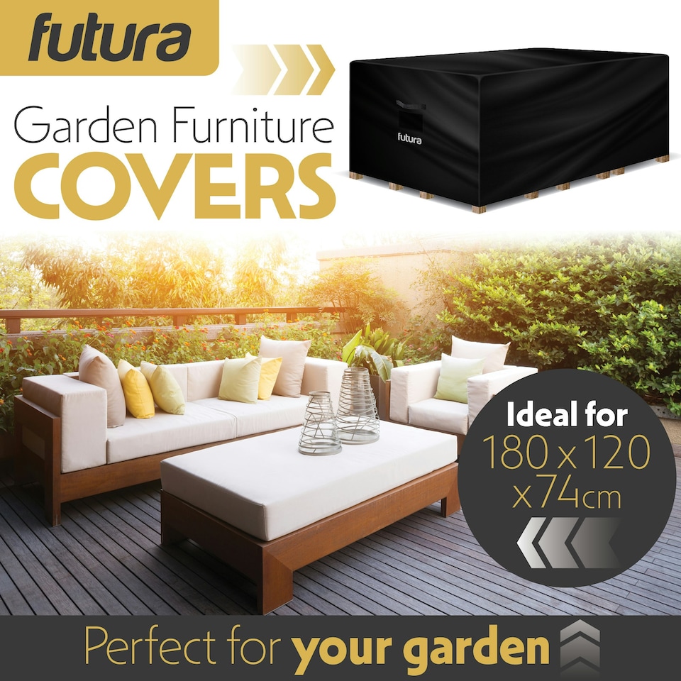 image 1 of Futura Rectangular 180x120x74cm Waterproof Garden Furniture Cover 420D | Black | Black | 180x120x74cm | 1