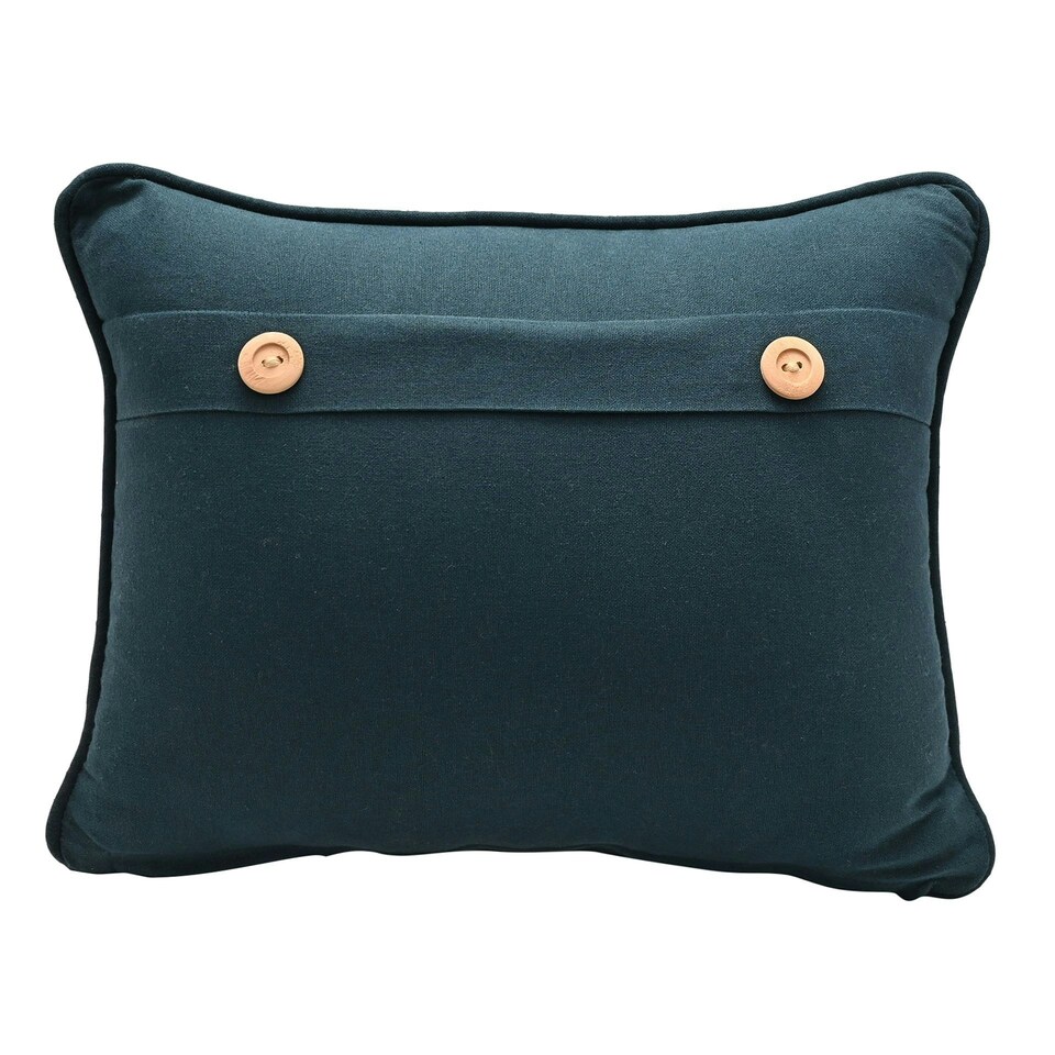 image 1 of Meg Hawkins Oblong Cushion with Wooden Buttons - Pheasant White | Red