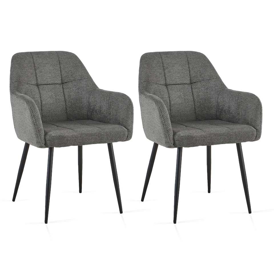 image 1 of SONARA Dining Chair Set of 2, Water-Repellent Plush Chenille Upholstered for Dining Room | Black