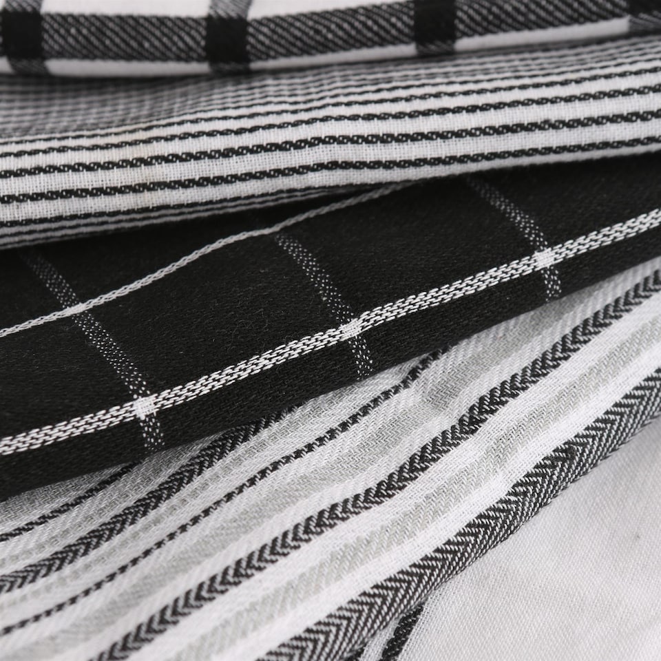 image 1 of Nicola Spring 5pc Cotton Tea Towel Set - 70cm x 50cm - Monochrome