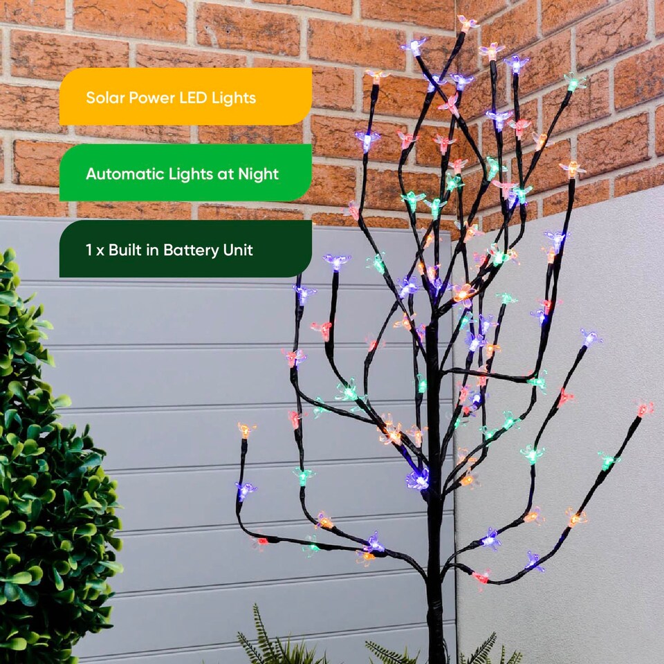 image 1 of Gardenwize 120cm Solar Powered Cherry Flower Tree Lights
