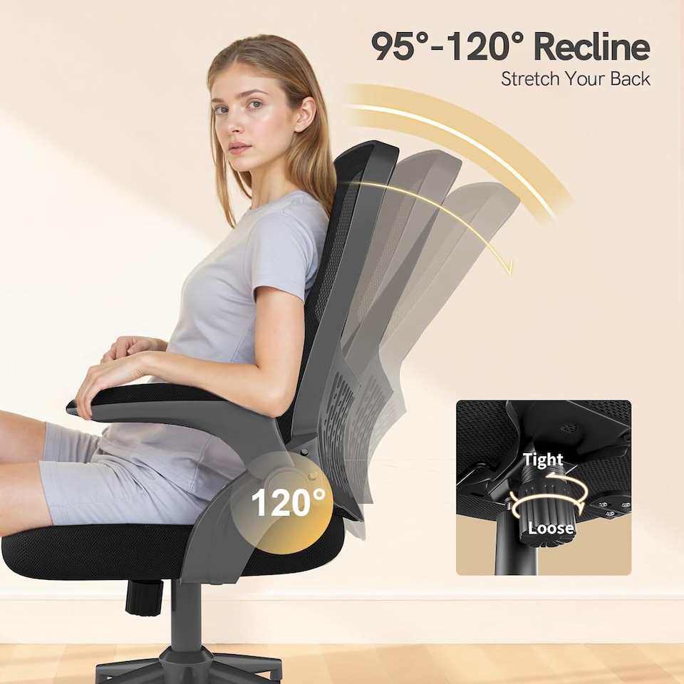 image 1 of Rattantree Ergonomic Office Desk Chair Mid-Back Mesh Computer Chair