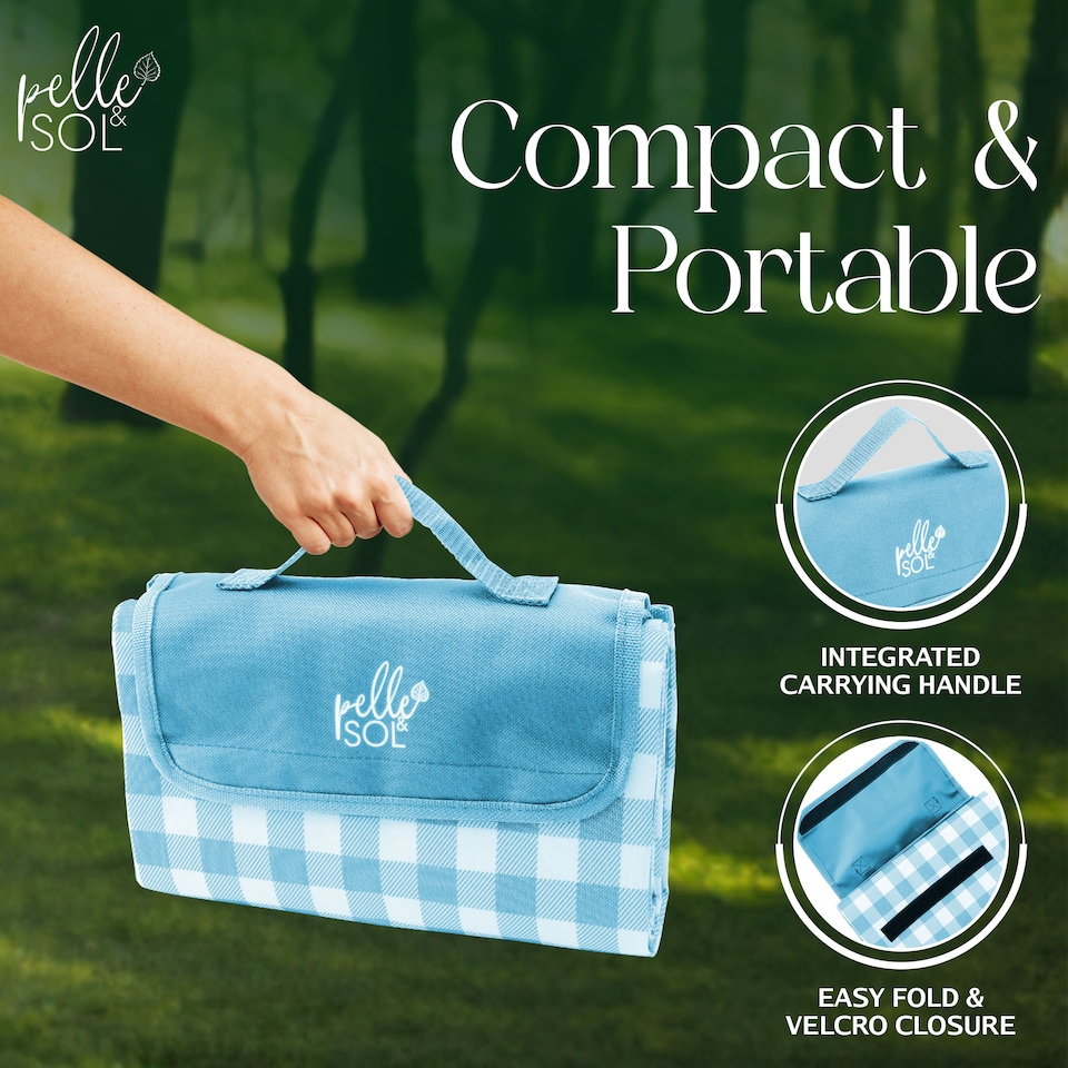 image 1 of Pelle & Sol Teal Picnic Blanket Waterproof 200x140cm