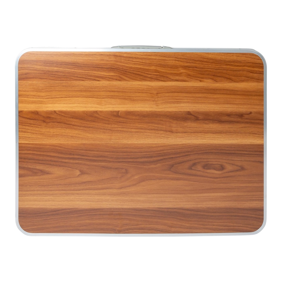 image 1 of Harbour Housewares Folding Metal Camping Table - 80cm x 60cm - Wood | Brown | Wood